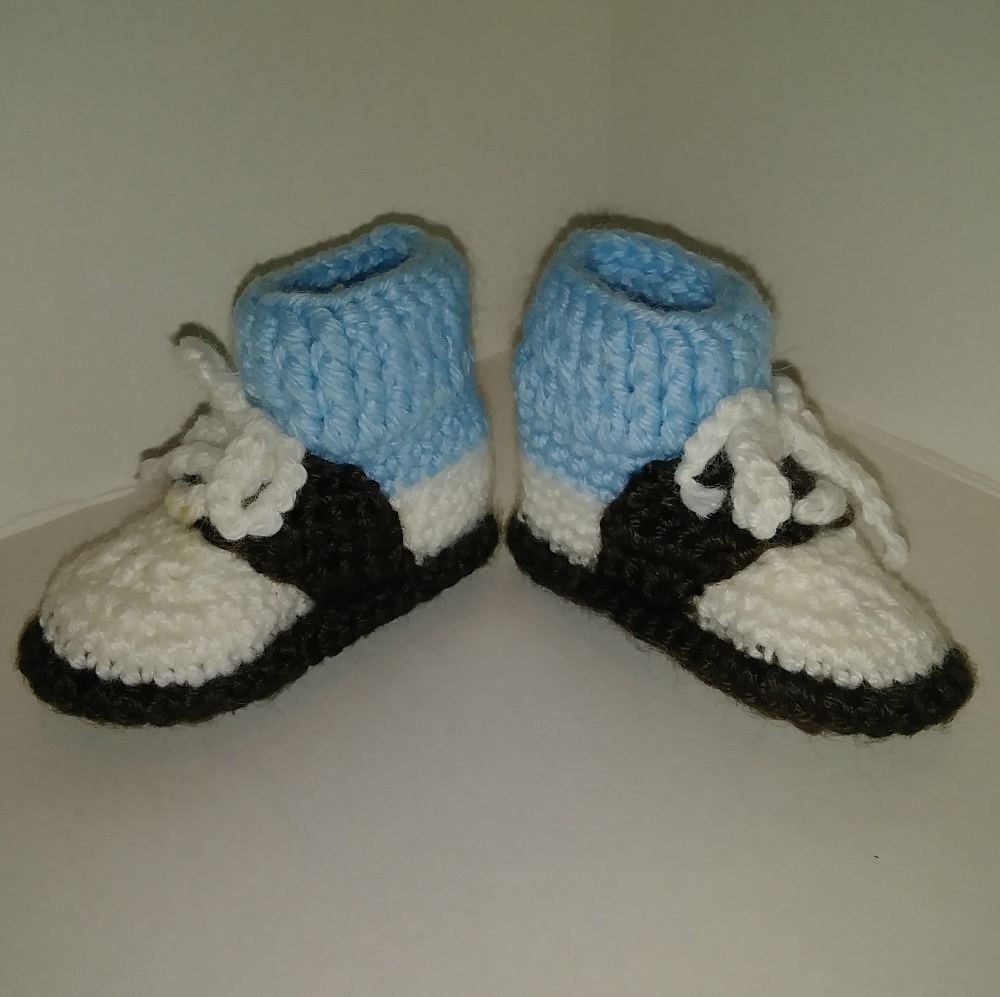 Handmade Crocheted Baby Booties Saddle Shoes